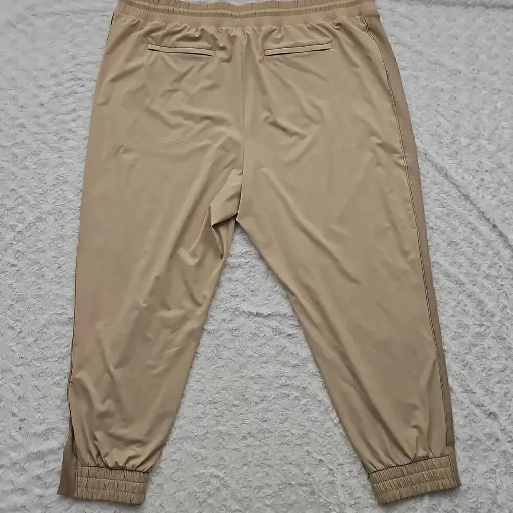 Athleta size 22 womens Brooklyn textured jogger lounge cream tan windowpane slit